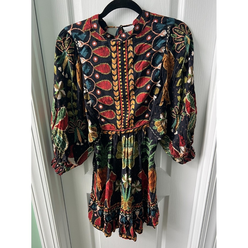 Farm Rio Womens Mini Dress Brilho Boho Festival Size M - Picture 2 of 6